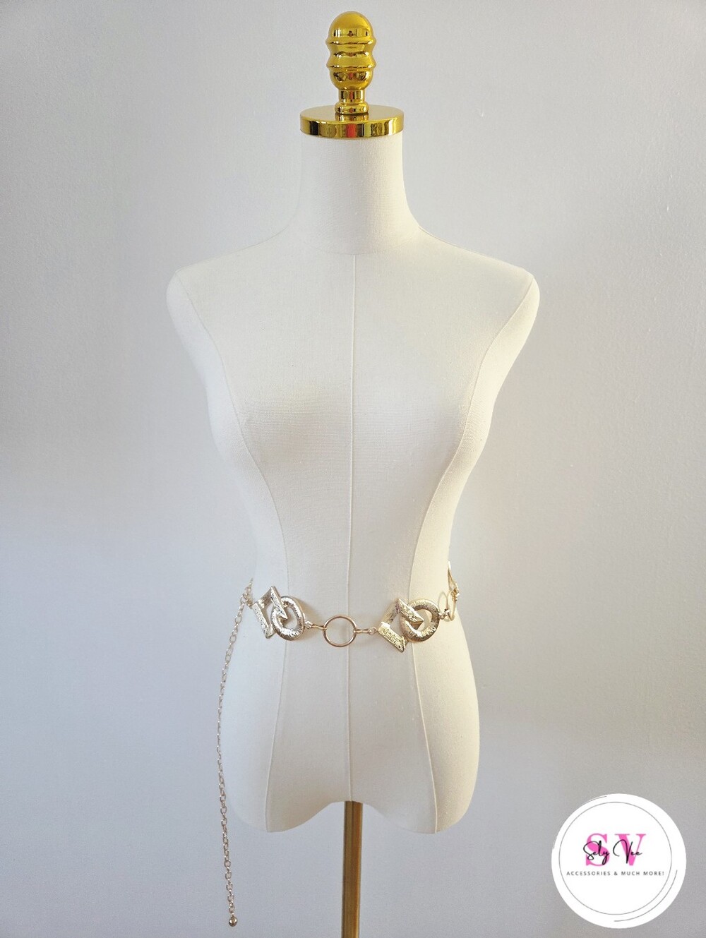 Gold Square and Round Ring Buckle Chain Belt